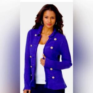 Denim 27/7 Blue knit double button cardigan